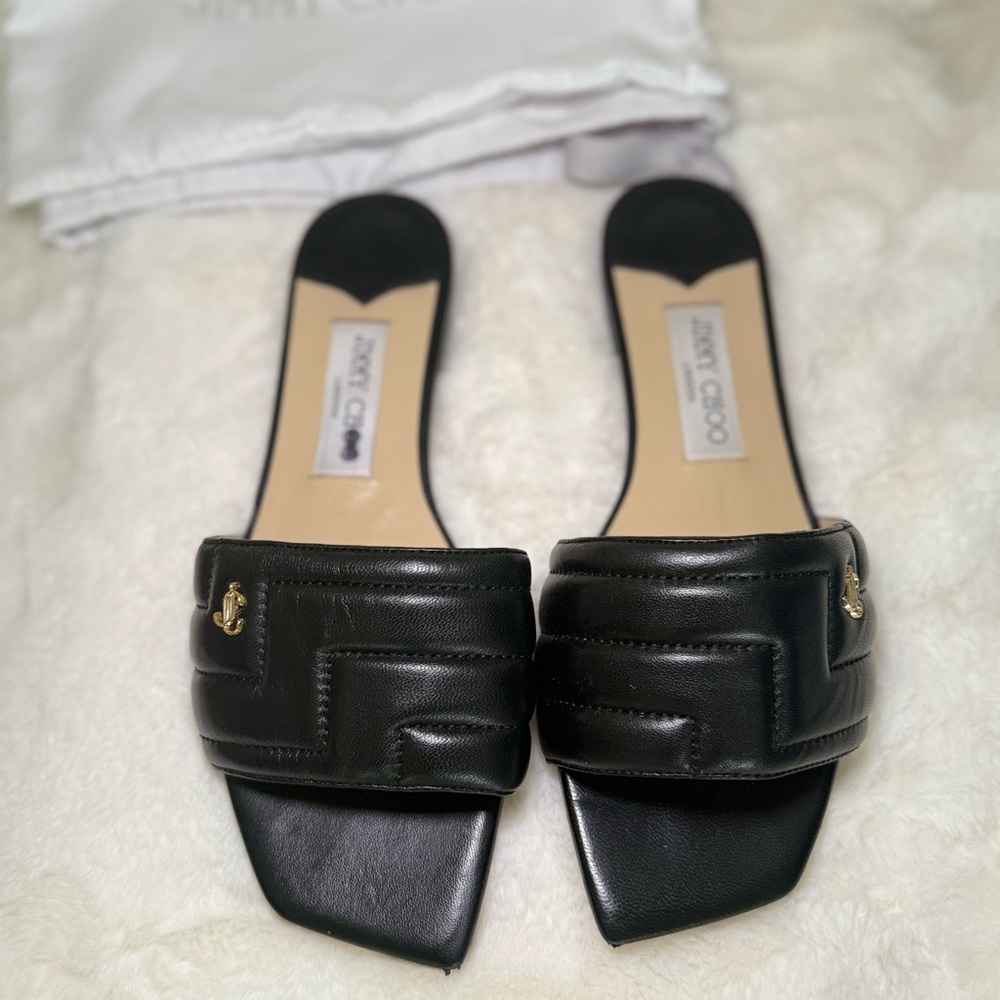 Jimmy Choo Quilted Black Leather Sandals